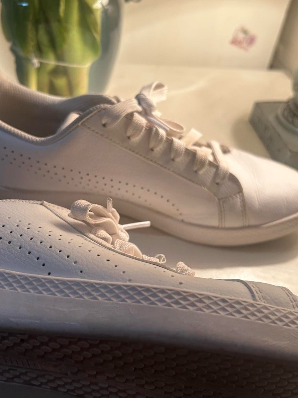 White Puma Smash Perf leather sneakers🤍